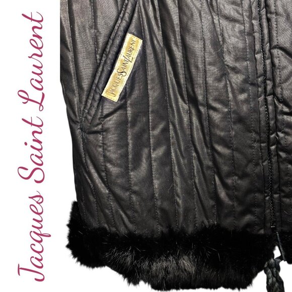 JACQUES SAINT LAURENT VINTAGE 80’S REVERSIBLE BLACK FAUX FUR JACKET, SIZE SMALL - Picture 6 of 12